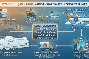 İstanbul Uçak Kargo Hizmeti ve Şehirler Arası Kurye Teslimat Süreci İnfografiği